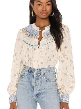 Free People Paloma Blouse in Ivory - Size Medium
